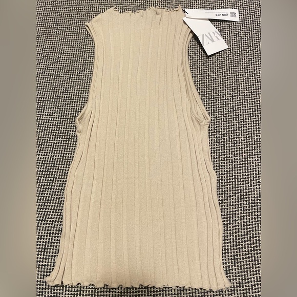 Zara Beige Ribbed Tank Top - Picture 4 of 4